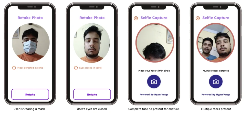 selfie capture for facial recognition