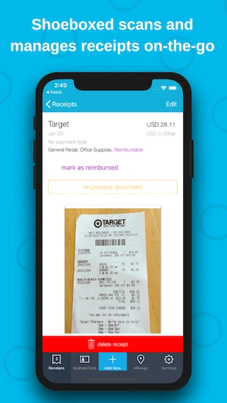 shoeboxed receipt scanner app dashboard